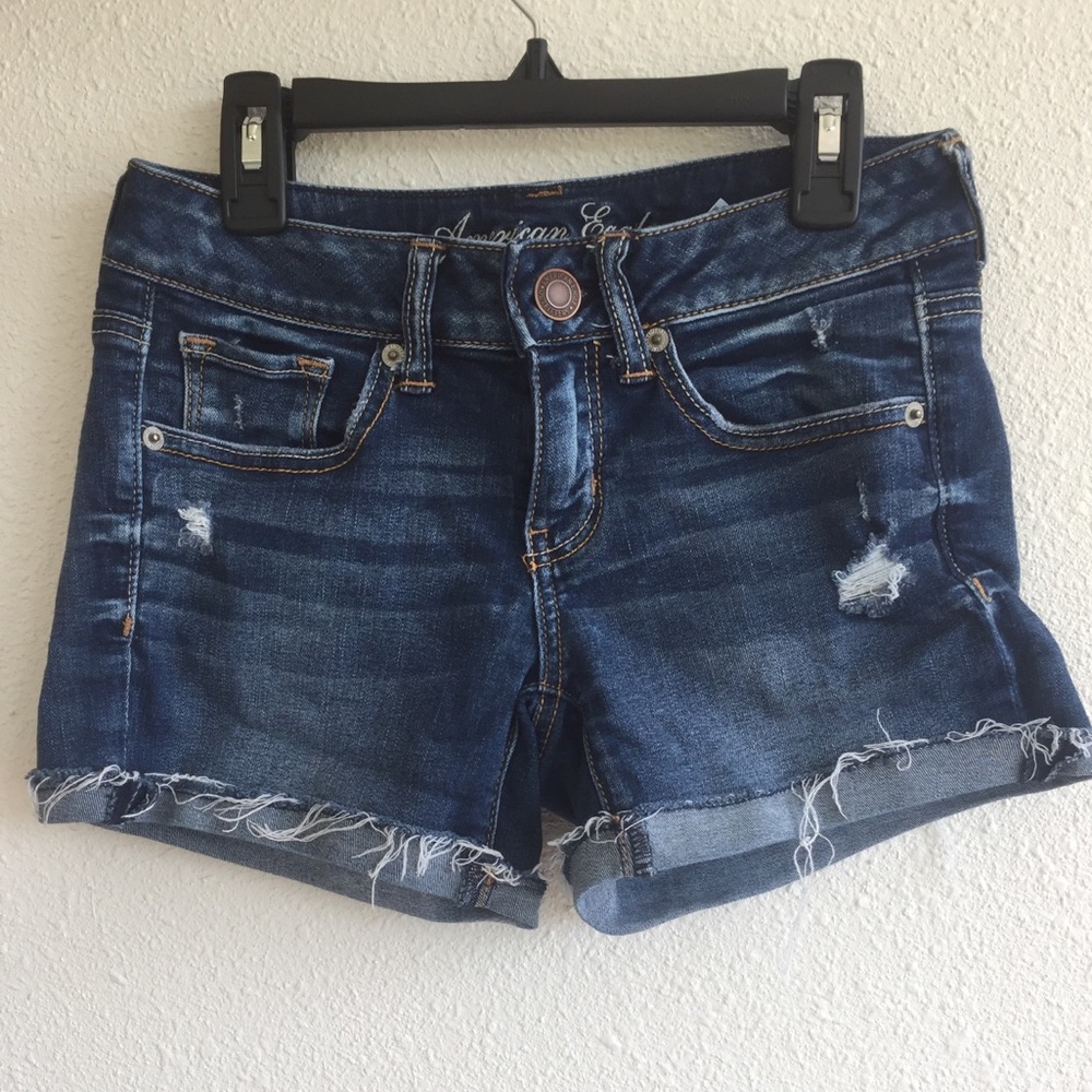 Distressed jean shorts/ American eagle